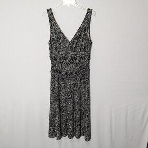Women CONSTANCE MARIE Black Paisley Sleeveless Formal Low-Cut Tank Dress; Size L